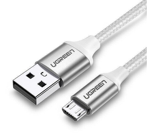 Кабель Ugreen US290 USB - Micro USB Cable Aluminum Braid 1м White ціна 0 грн - фотографія 2