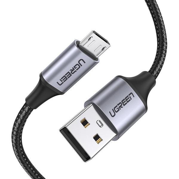 Кабель Ugreen US290 USB - Micro USB Cable Aluminum Braid 2м Black в інтернет-магазині, головне фото