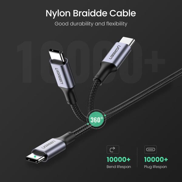 Кабель Ugreen US316 Type-C - Type-C 100W 5A Cable Alum. 1м (Black) инструкция - изображение 6