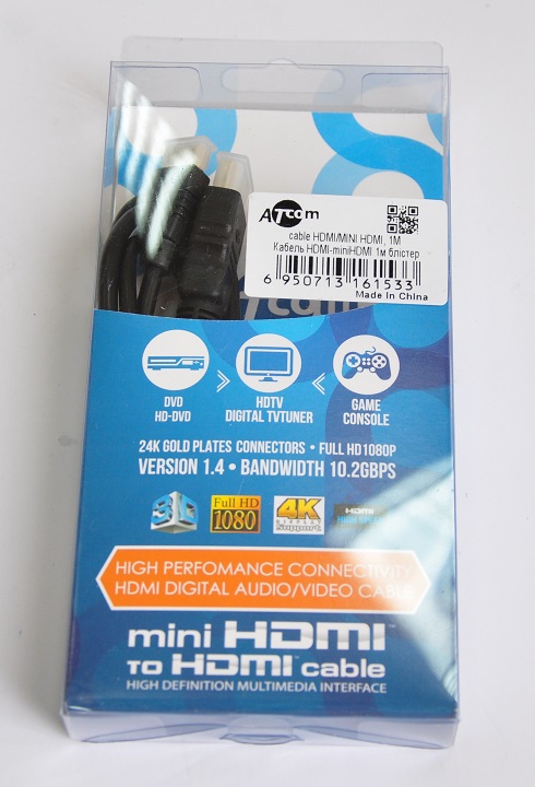 Кабель мультимедійний Atcom HDMI A to HDMI C (mini), 1.0m (6153) ціна 0 грн - фотографія 2
