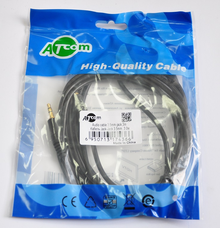Аудіо-кабель Atcom Jack 3.5mm male/Jack 3.5mm male 3,0m (17436) ціна 0 грн - фотографія 2