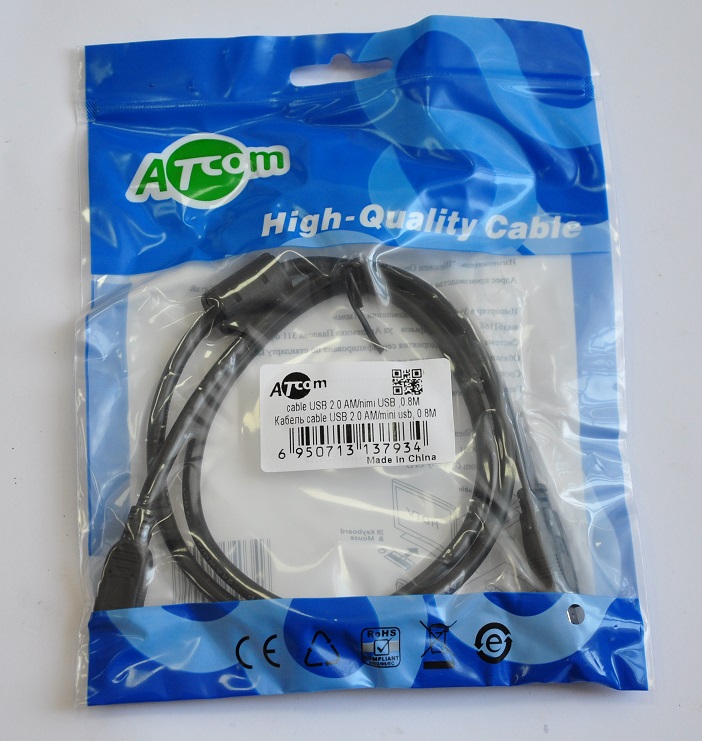 Кабель Atcom USB 2.0 AM to Mini 5P 0.8m (3793) цена 52.00 грн - фотография 2