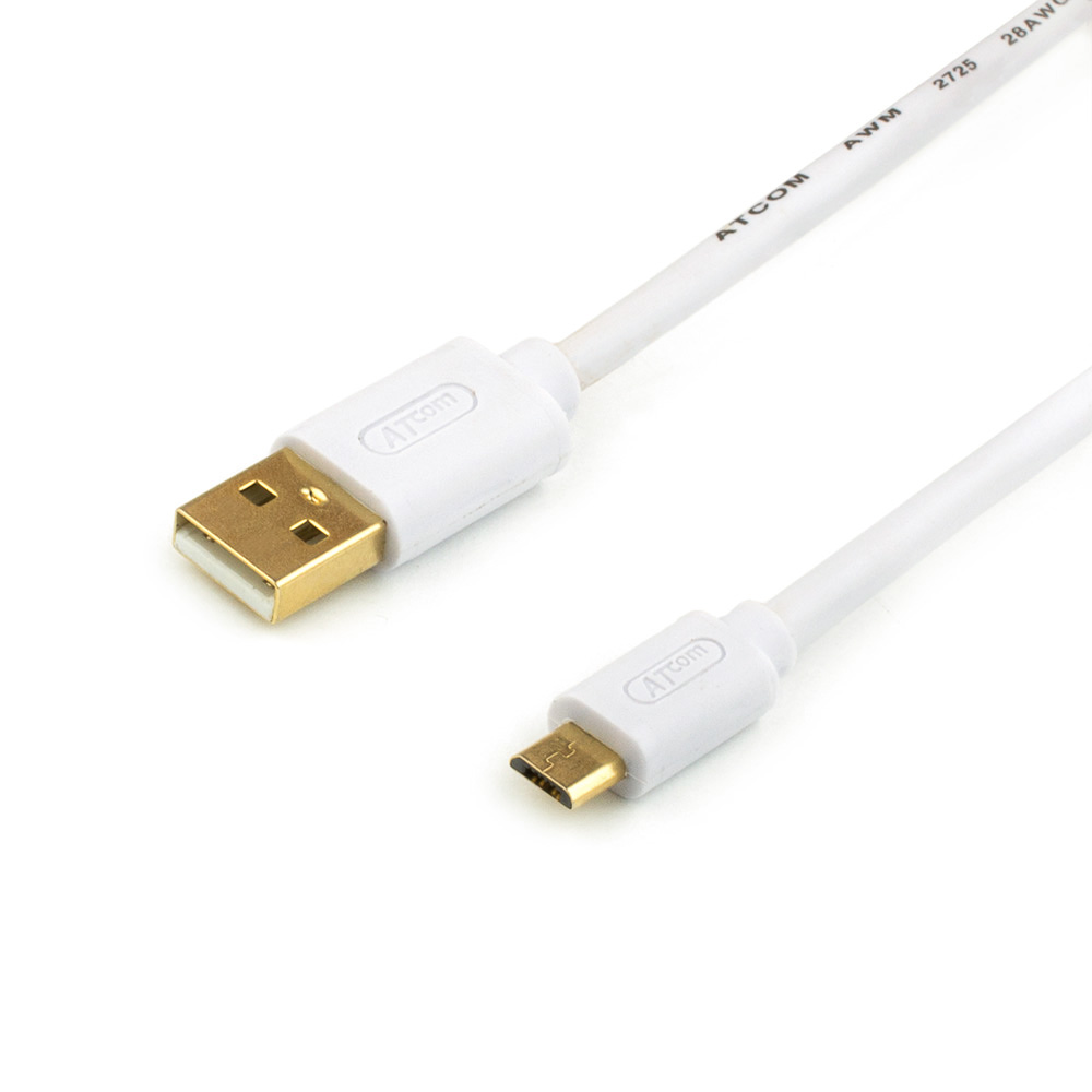 Кабель Atcom USB 2.0 AM to Micro 5P 1.8m white (16122)