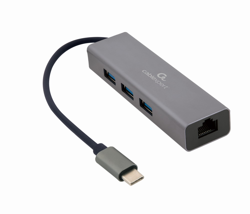 Кабель Cablexpert Type-С to Gigabit Ethernet, 3 Ports USB 3.1 Gen1 (5 Gbps) (A-CMU3-LAN-01)