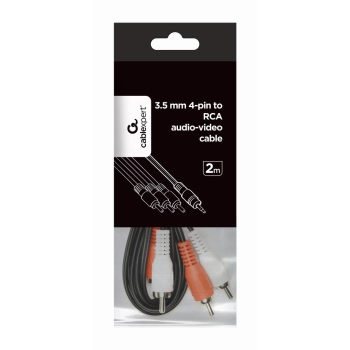 Кабель мультимедійний Cablexpert Jack 3.5mm male 4-pin to 3RCA 2.0m (CCA-4P2R-2M) ціна 79 грн - фотографія 2