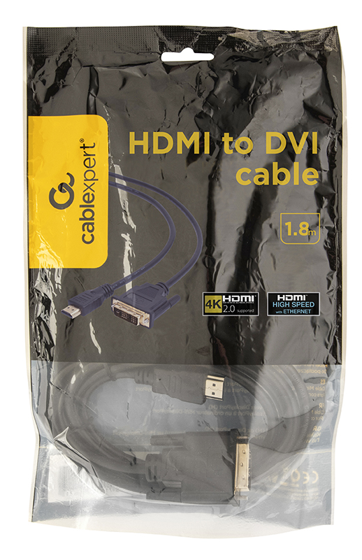 Кабель мультимедийный Cablexpert HDMI to DVI 18+1pin M, 1.8m (CC-HDMI-DVI-6) отзывы - изображения 5