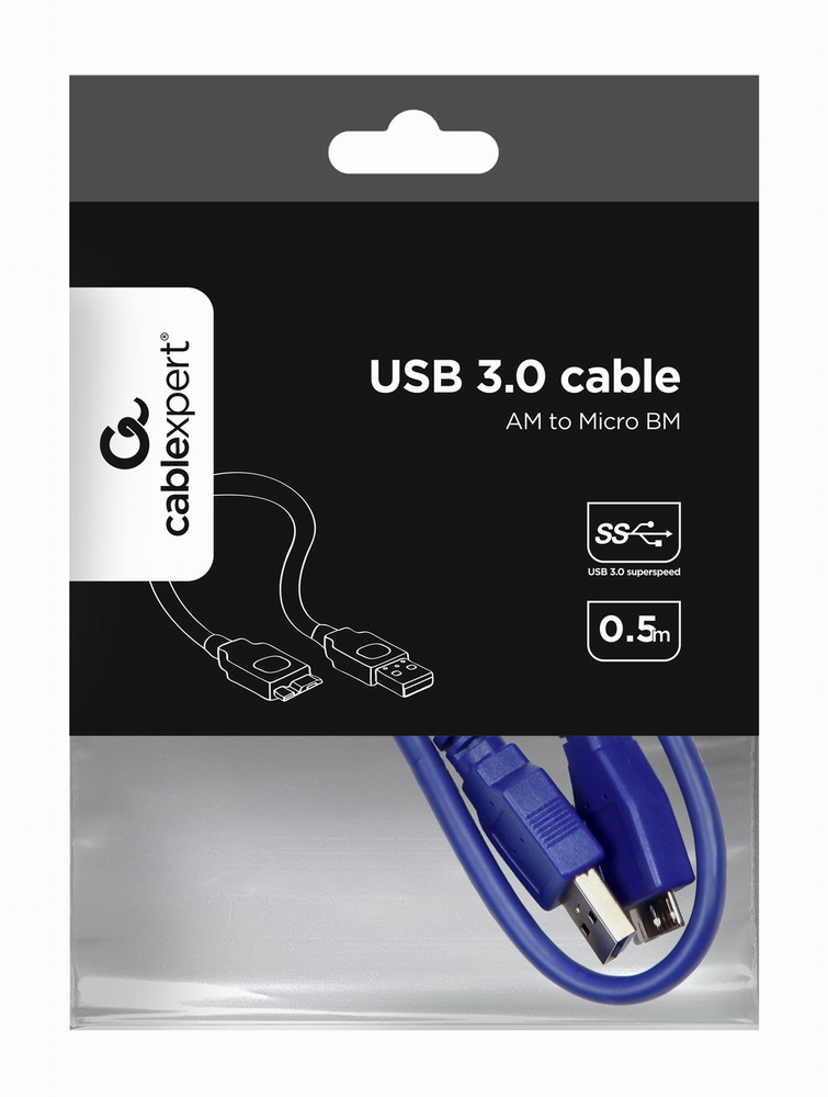 в продажу Кабель Cablexpert USB 3.0 AM to Micro 5P 0.5m (CCP-mUSB3-AMBM-0.5M) - фото 3