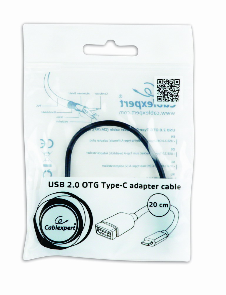 Дата кабель OTG Cablexpert OTG USB 2.0 AF to Type-C 0.2m (A-OTG-CMAF2-01) ціна 79 грн - фотографія 2