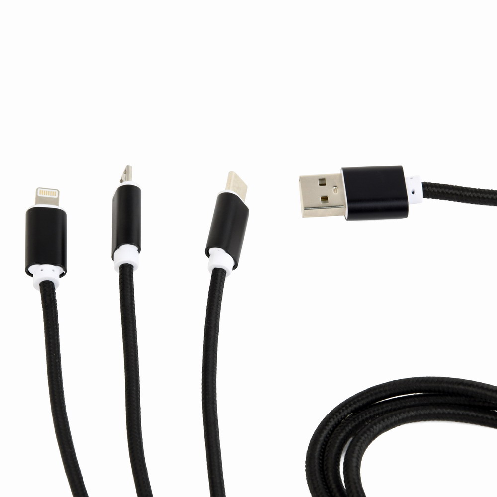 Кабель Cablexpert USB 2.0 AM to Lightning + Micro 5P + Type-C 1.0m black (CC-USB2-AM31-1M) цена 194 грн - фотография 2