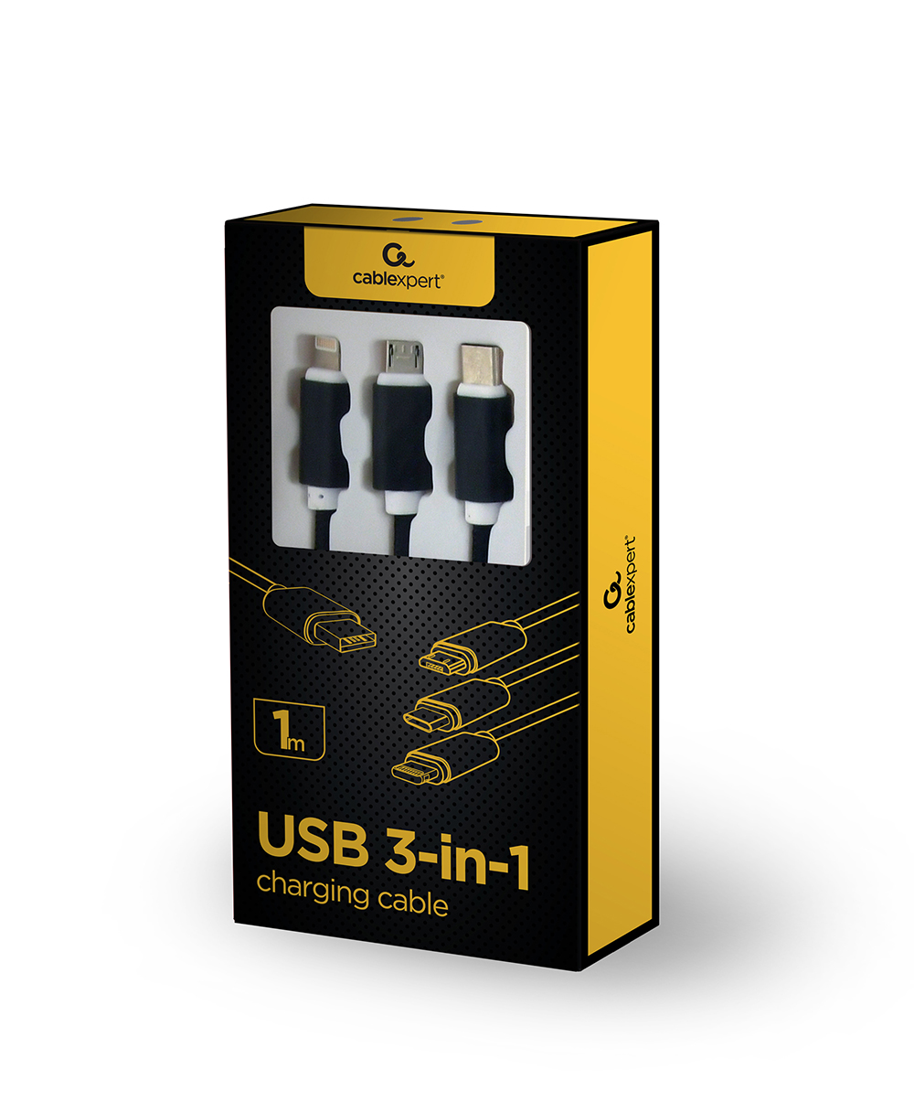 продаём Cablexpert USB 2.0 AM to Lightning + Micro 5P + Type-C 1.0m black (CC-USB2-AM31-1M) в Украине - фото 4