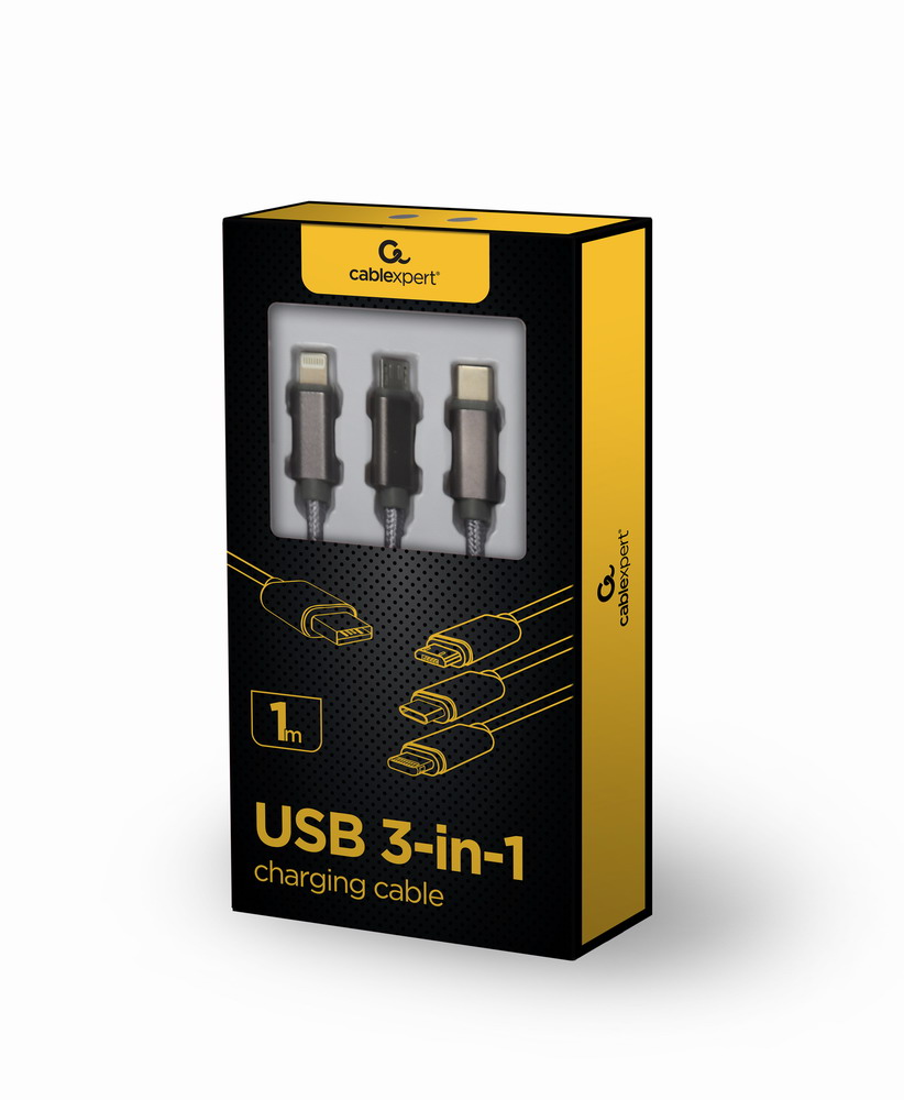 Кабель Cablexpert USB 2.0 AM to Lightning + Micro 5P + Type-C 1.0m silver (CC-USB2-AM31-1M-S) ціна 179 грн - фотографія 2