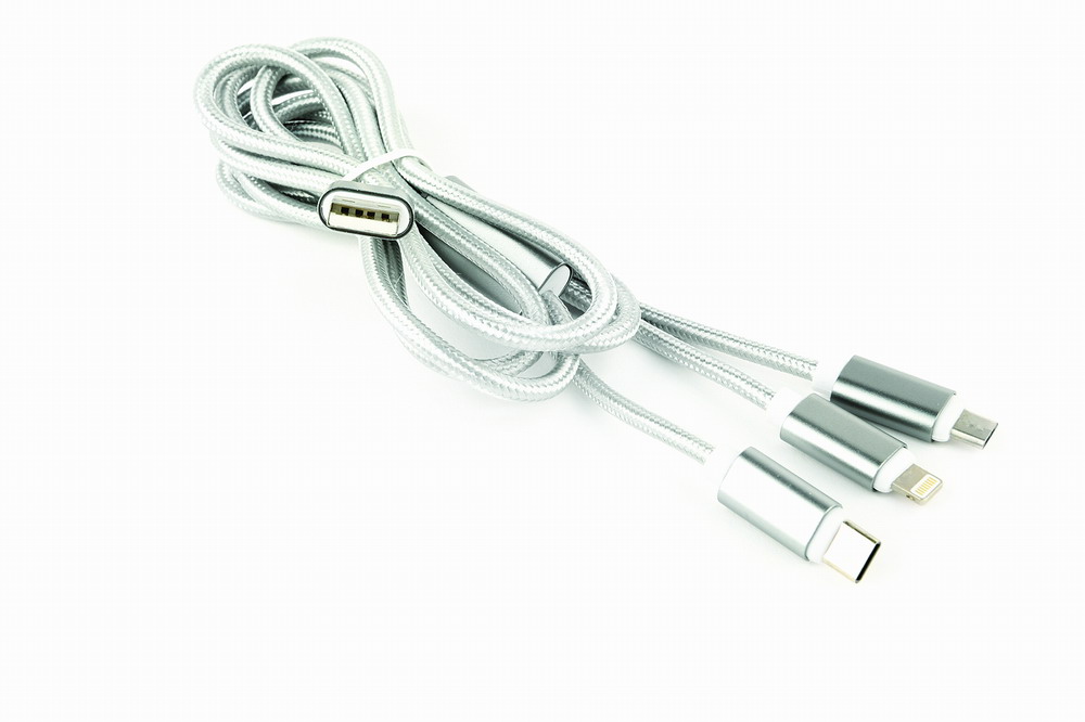 продаємо Cablexpert USB 2.0 AM to Lightning + Micro 5P + Type-C 1.0m silver (CC-USB2-AM31-1M-S) в Україні - фото 4