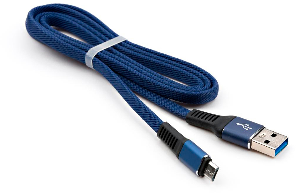 в продаже Кабель Vinga USB 2.0 AM to Micro 5P 1m flat nylon blue (VCPDCMFNB1B) - фото 3