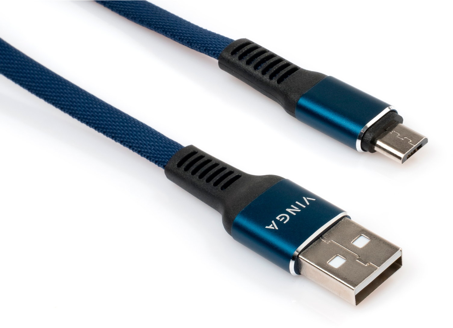 Кабель Vinga USB 2.0 AM to Micro 5P 1m flat nylon blue (VCPDCMFNB1B) в интернет-магазине, главное фото