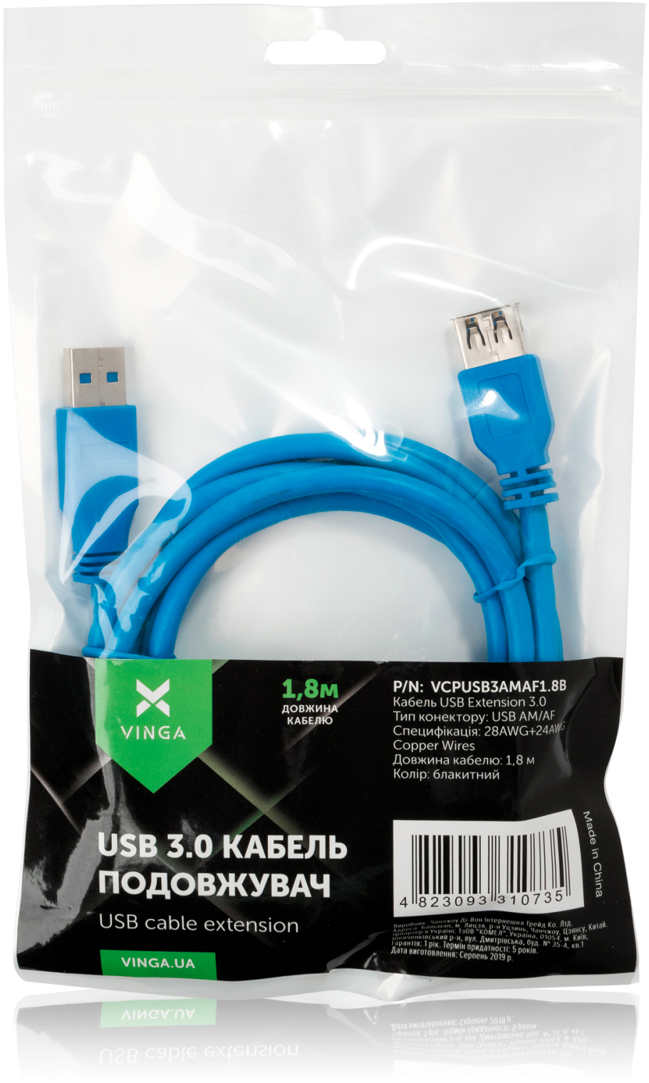 в продаже Кабель Vinga USB 3.0 AM/AF 1.8m (VCPUSB3AMAF1.8B) - фото 3