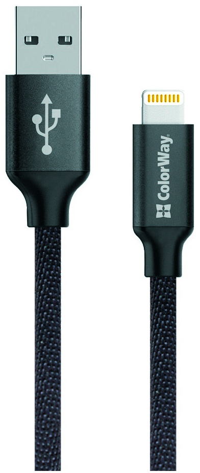 Кабель ColorWay USB 2.0 AM to Lightning 1.0m black (CW-CBUL004-BK) в інтернет-магазині, головне фото