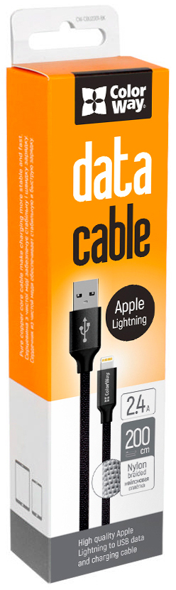 в продажу Кабель ColorWay USB 2.0 AM to Lightning 2.0m black (CW-CBUL007-BK) - фото 3