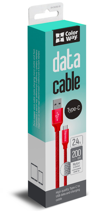 продаємо ColorWay USB 2.0 AM to Type-C 2.0m red (CW-CBUC008-RD) в Україні - фото 4