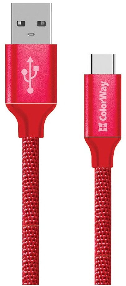 Кабель ColorWay USB 2.0 AM to Type-C 2.0m red (CW-CBUC008-RD)