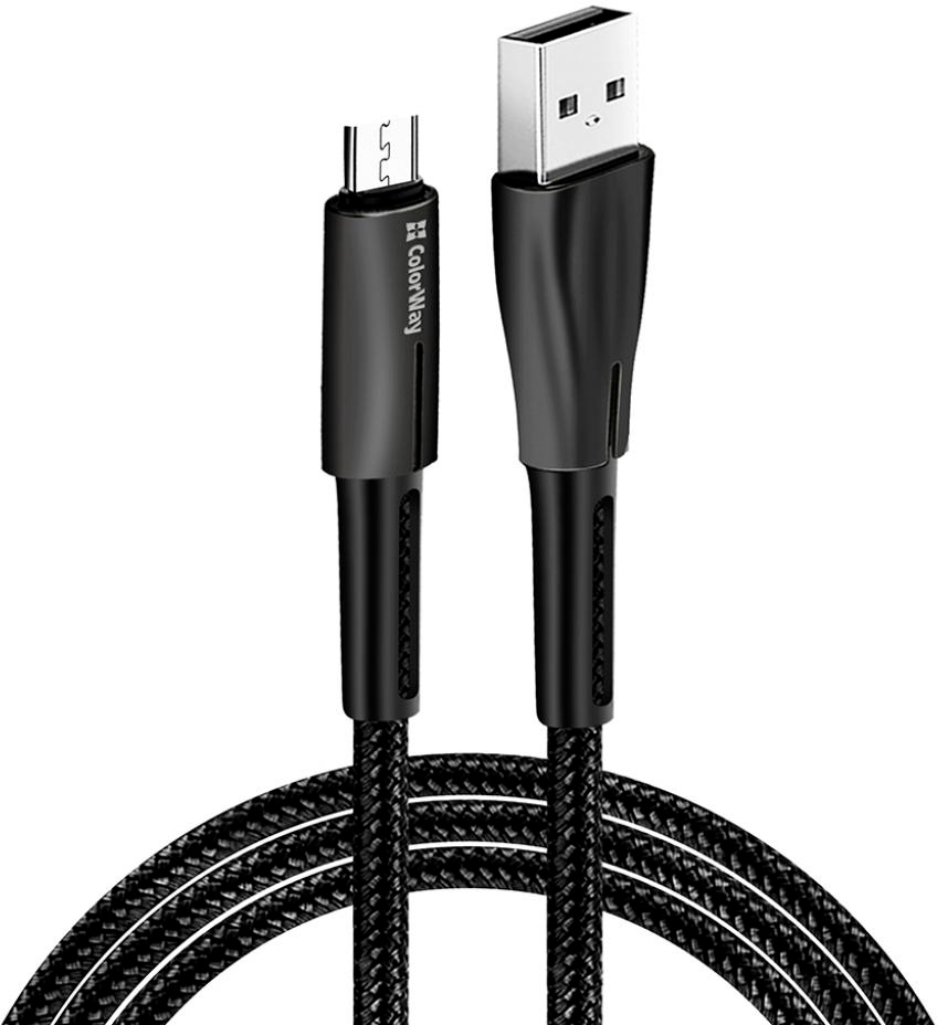 Кабель ColorWay USB 2.0 AM to Micro 5P 1.0m zinc alloy + led black (CW-CBUM035-BK) в интернет-магазине, главное фото