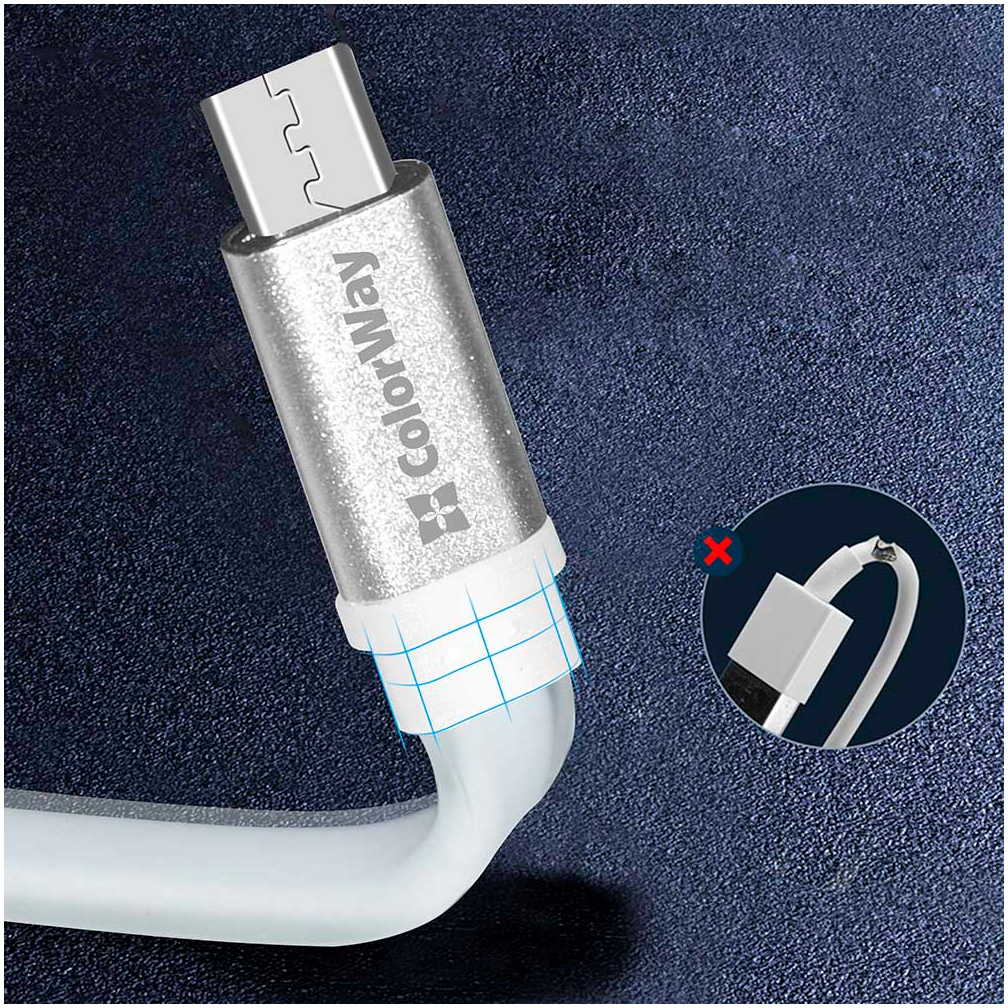 Кабель ColorWay USB 2.0 AM to Micro 5P 0.25m white (CW-CBUM-MUM25W) характеристики - фотографія 7
