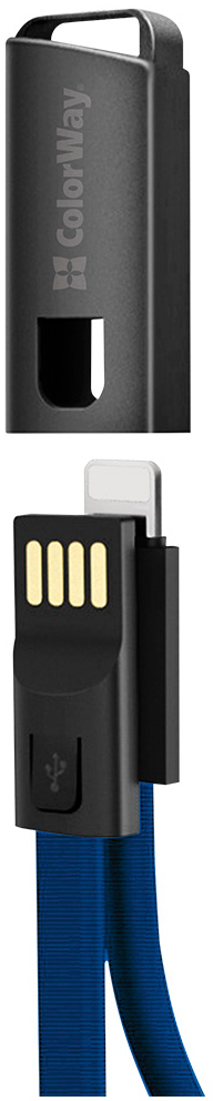 Кабель ColorWay USB 2.0 AM to Lightning 0.22m blue (CW-CBUL021-BL) ціна 159 грн - фотографія 2