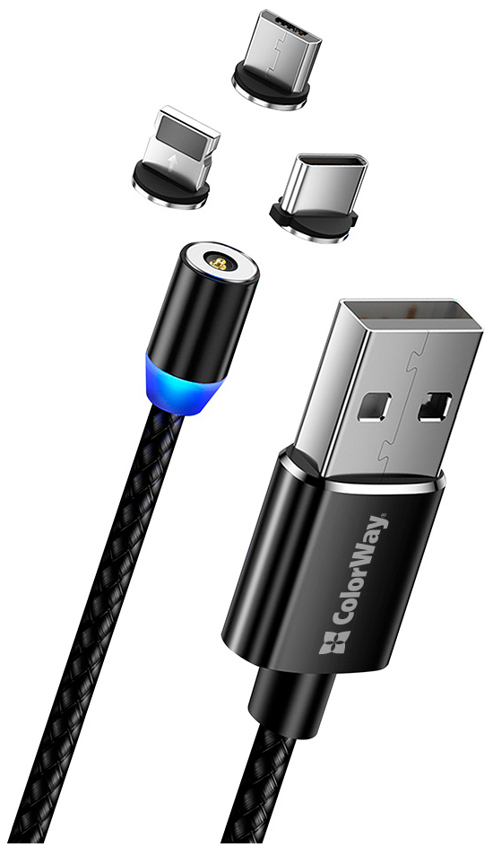 продаємо ColorWay USB 3в1 (Lightning+MicroUSB+Type-C) Magnet only charge (CW-CBUU020-BK) в Україні - фото 4