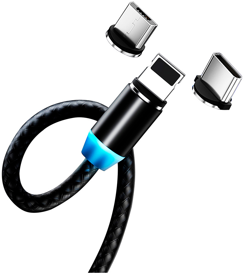 Кабель ColorWay USB 3в1 (Lightning+MicroUSB+Type-C) Magnet only charge (CW-CBUU020-BK) отзывы - изображения 5