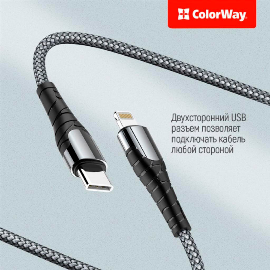 в продаже Кабель ColorWay USB Type-C to Lightning 1.0m (CW-CBPDCL033-GR) - фото 3