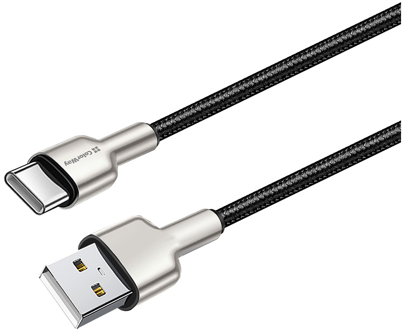 Кабель ColorWay USB 2.0 AM to Type-C 1.0m head metal black (CW-CBUC046-BK) в интернет-магазине, главное фото