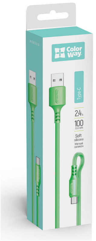 Кабель ColorWay USB 2.0 AM to Type-C 1.0m soft silicone green (CW-CBUC042-GR) цена 0 грн - фотография 2