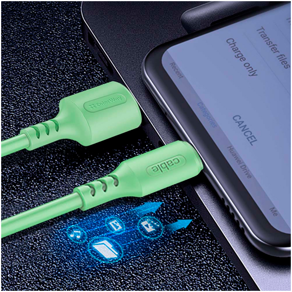 Кабель ColorWay USB 2.0 AM to Type-C 1.0m soft silicone green (CW-CBUC042-GR) инструкция - изображение 6