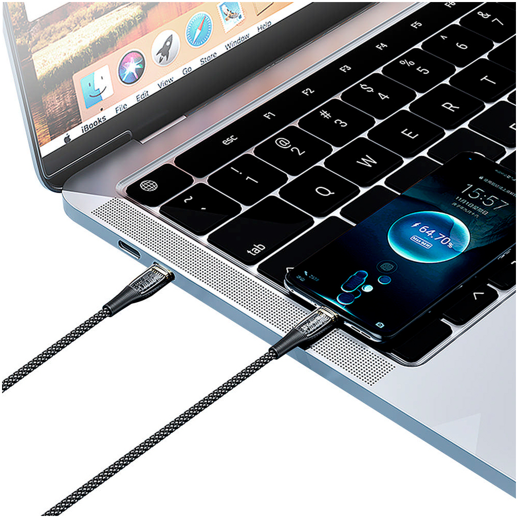 Кабель ColorWay USB-C to USB-C 1.2m 5A 100W transparent head (CW-CBPDCC053-BK) характеристики - фотографія 7