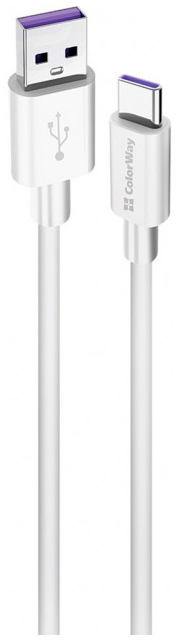 Кабель ColorWay USB 2.0 AM to Type-C 1.0m 5A white (CW-CBUC019-WH) в интернет-магазине, главное фото