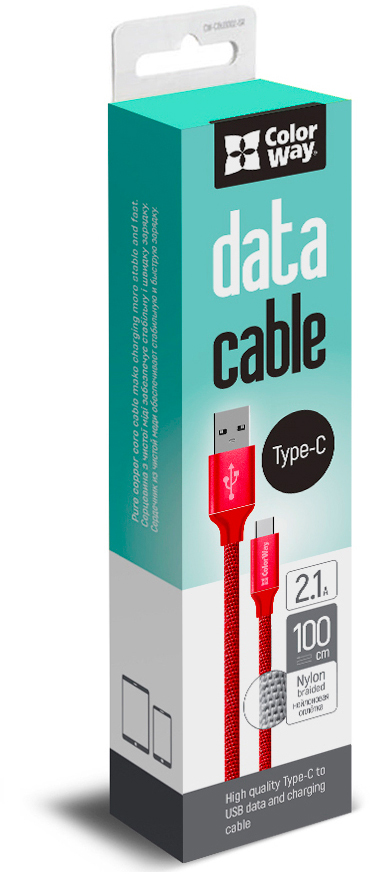 в продаже Кабель ColorWay Кабель USB - Type-C 2.1А 1м червоний (CW-CBUC003-RD) - фото 3