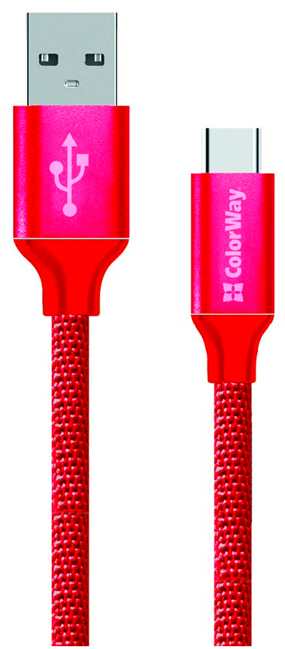 Кабель ColorWay Кабель USB - Type-C 2.1А 1м червоний (CW-CBUC003-RD)