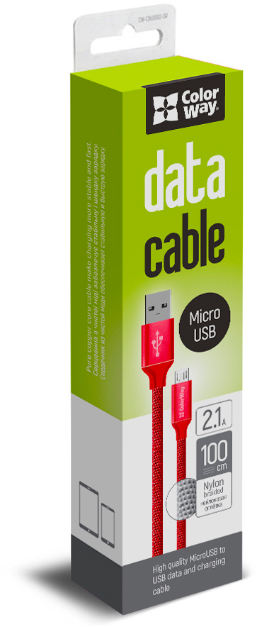 в продажу Кабель ColorWay Кабель USB - МicroUSB 2.1А 1м червоний (CW-CBUM002-RD) - фото 3