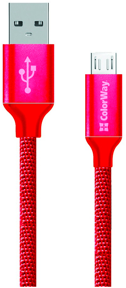 Кабель ColorWay Кабель USB - МicroUSB 2.1А 1м червоний (CW-CBUM002-RD) в інтернет-магазині, головне фото