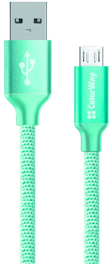 Кабель ColorWay USB 2.0 AM to Micro 5P 1.0m mint (CW-CBUM002-MT)