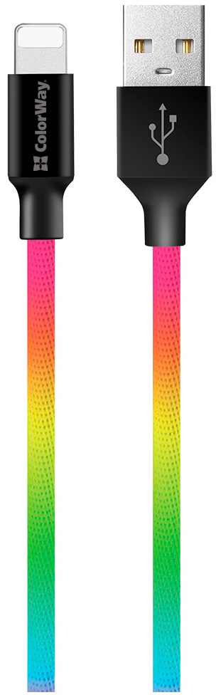Кабель ColorWay USB 2.0 AM to Lightning 1.0m multicolor (CW-CBUL016-MC) ціна 220 грн - фотографія 2