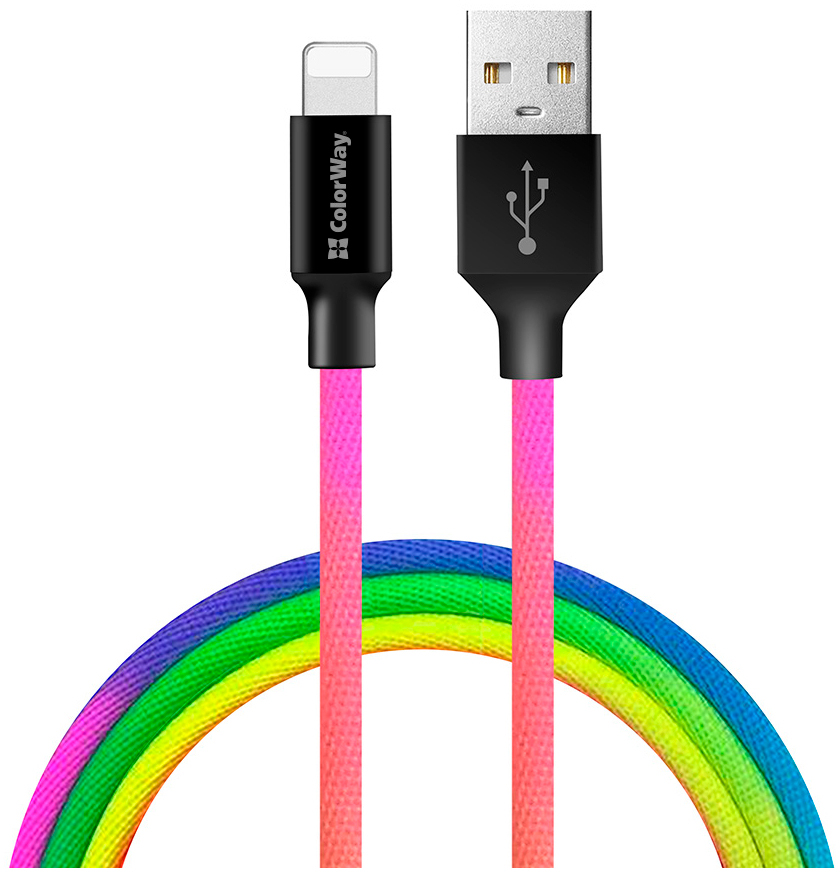 Кабель ColorWay USB 2.0 AM to Lightning 1.0m multicolor (CW-CBUL016-MC) в інтернет-магазині, головне фото