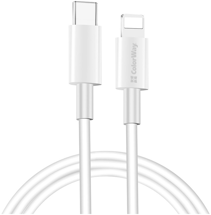 Кабель ColorWay USB Type-C to Lightning 1.0m 3A white (CW-CBPDCL032-WH)
