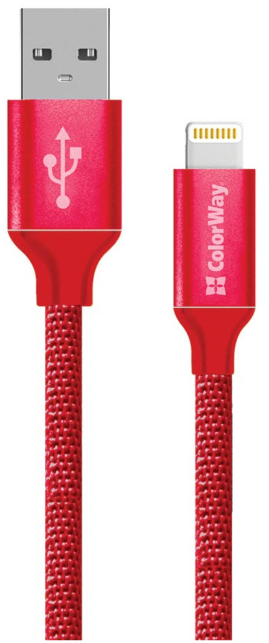Кабель ColorWay USB 2.0 AM to Lightning 2.0m red (CW-CBUL007-RD) в інтернет-магазині, головне фото