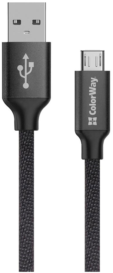 Кабель ColorWay USB 2.0 AM to Micro 5P 2.0m black (CW-CBUM009-BK) в інтернет-магазині, головне фото