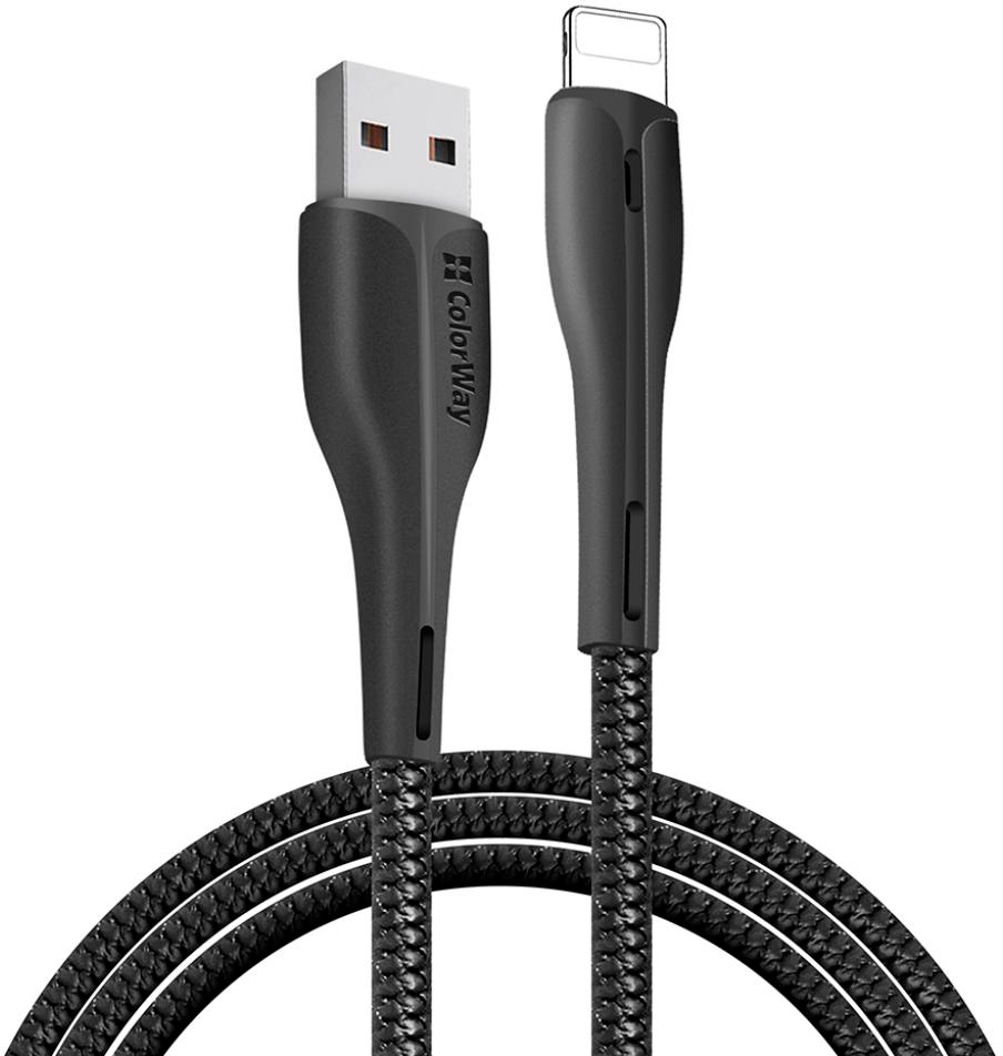 Кабель ColorWay USB 2.0 AM to Lightning 1.0m led black (CW-CBUL034-BK) в интернет-магазине, главное фото
