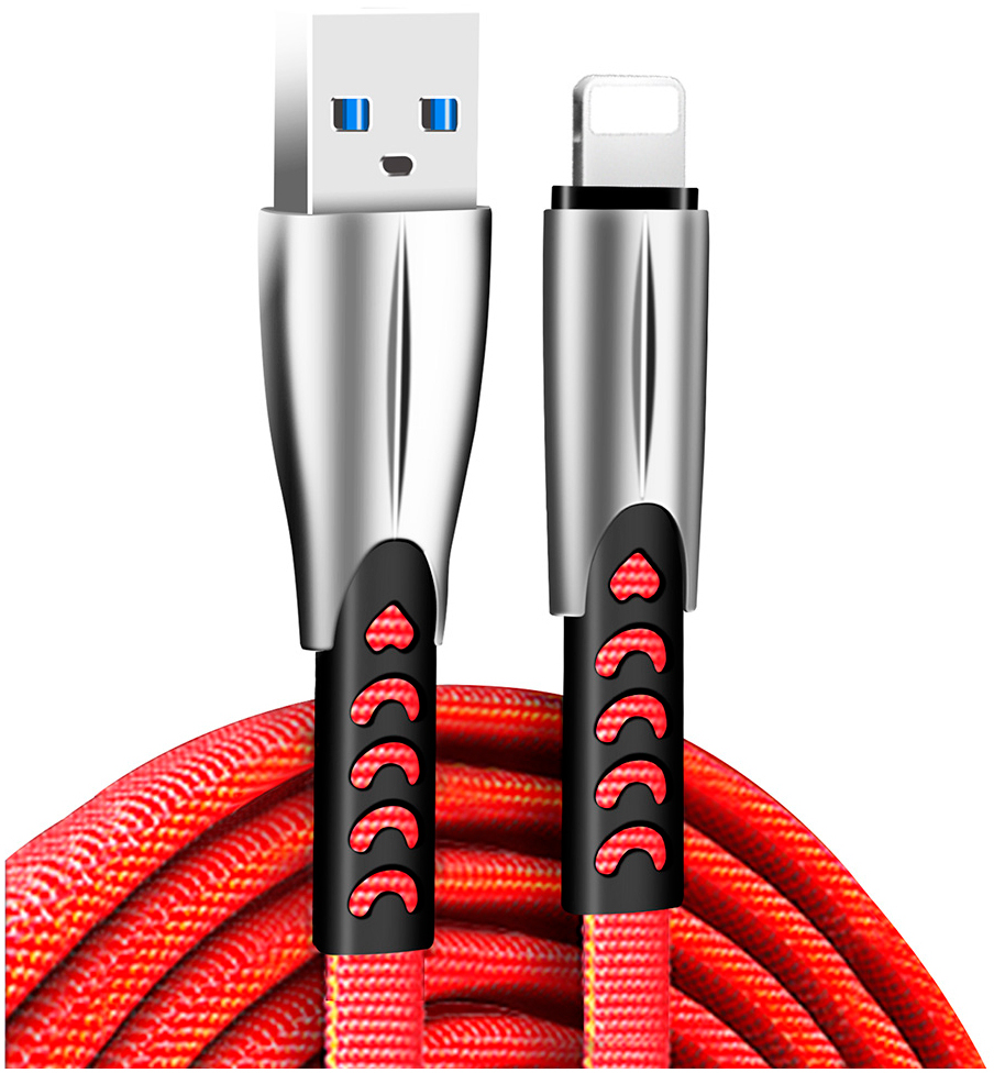 Кабель ColorWay USB 2.0 AM to Lightning 1.0m zinc alloy red (CW-CBUL010-RD) в інтернет-магазині, головне фото