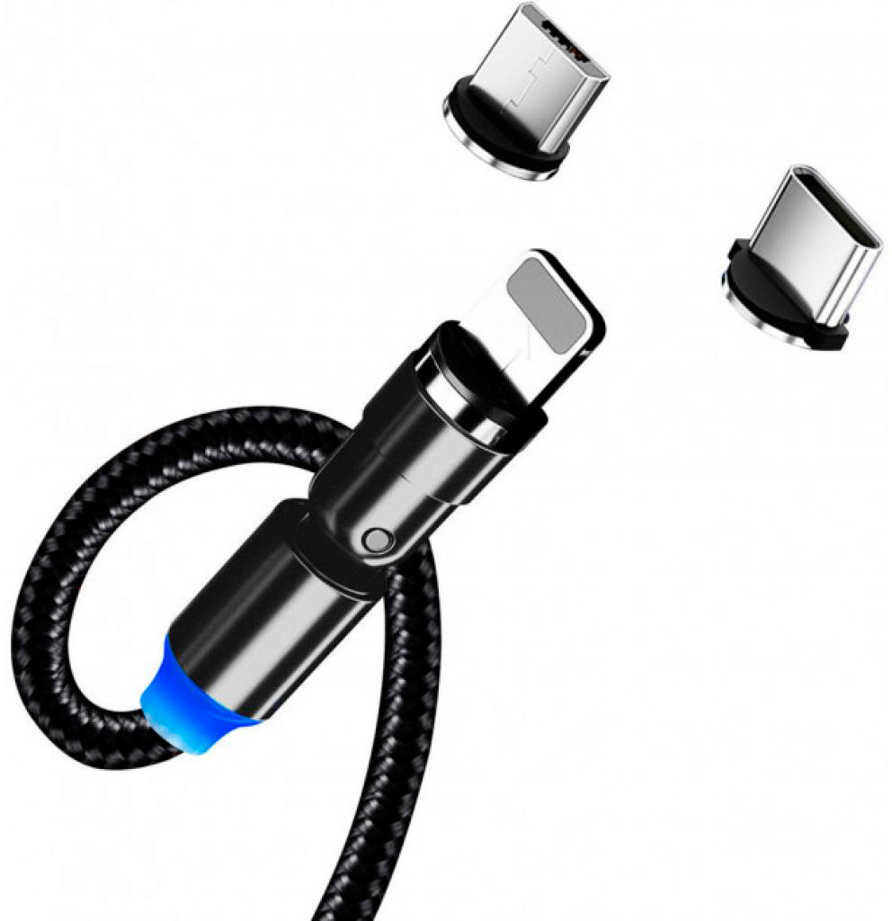 продаємо ColorWay USB 2.0 AM to Lightning + Micro 5P + Type-C 1.0m Magnetic Ro (CW-CBUU037-BK) в Україні - фото 4