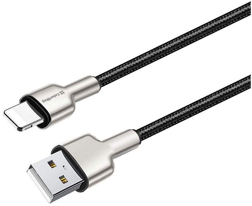 Кабель ColorWay USB 2.0 AM to Lightning 1.0m head metal black (CW-CBUL046-BK) в интернет-магазине, главное фото