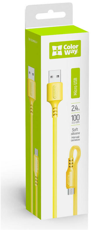 Кабель ColorWay USB 2.0 AM to Micro 5P 1.0m soft silicone yellow (CW-CBUM043-Y) цена 149 грн - фотография 2