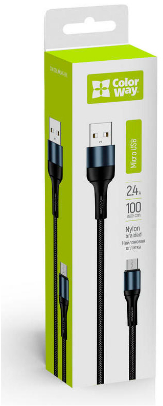 Кабель ColorWay USB 2.0 AM to Micro 5P 1.0m nylon black (CW-CBUM045-BK) характеристики - фотография 7